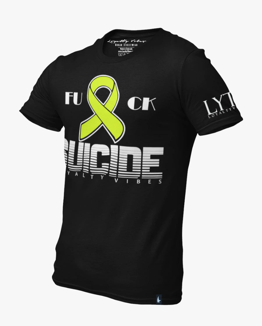 Loyalty Vibes Fk Suicide T-Shirt Black White Yellow Loyalty Vibes