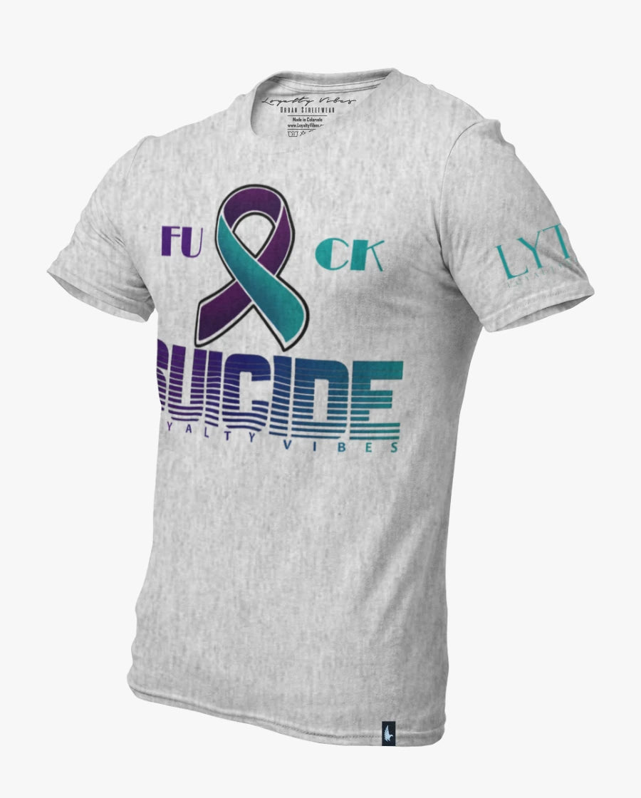 Loyalty Vibes Fk Suicide T-Shirt Heather Gray Teal Purple Loyalty Vibes