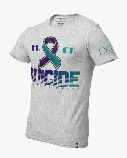 Loyalty Vibes Fk Suicide T-Shirt Heather Gray Teal Purple Loyalty Vibes