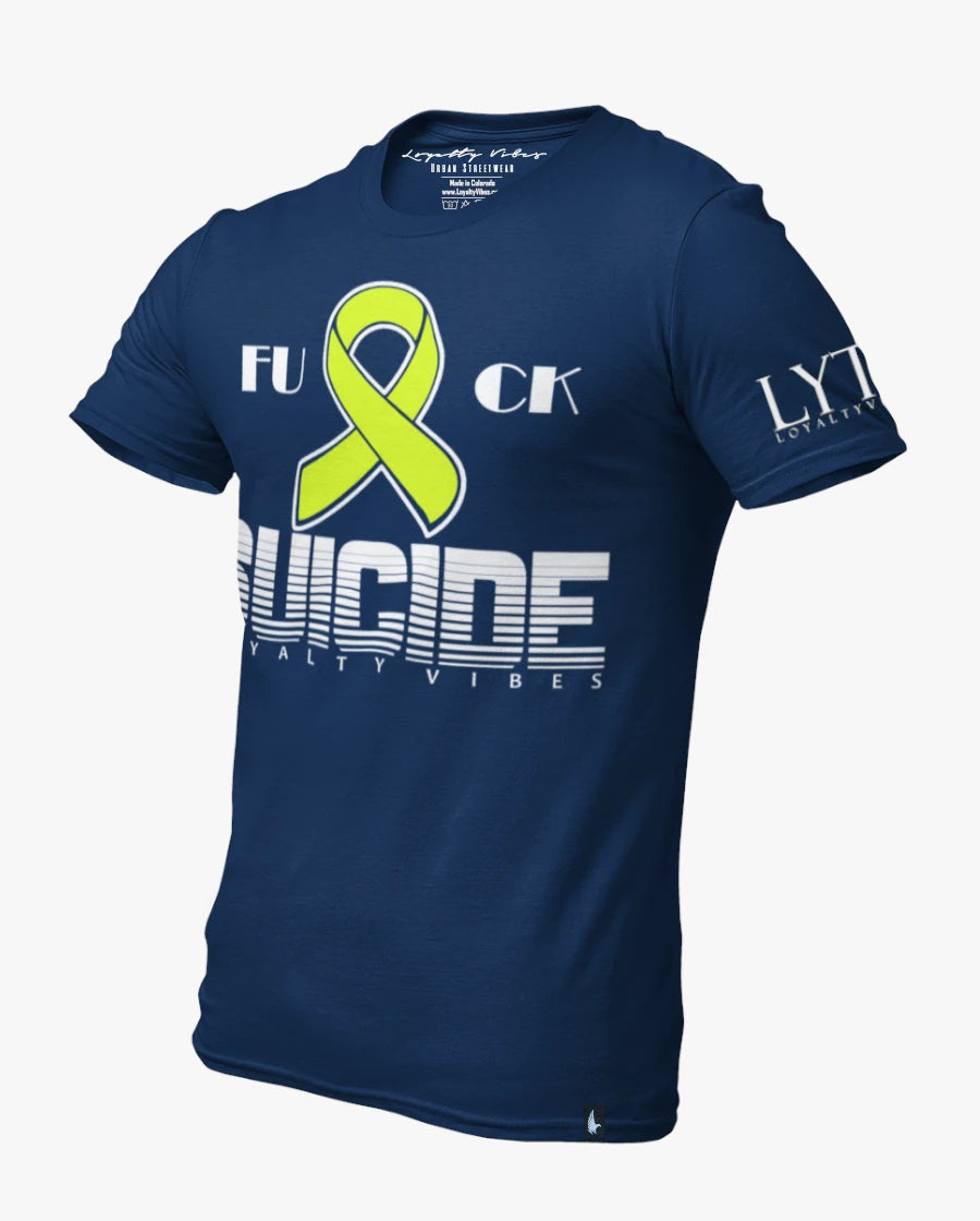 Loyalty Vibes Fk Suicide T-Shirt Navy White Yellow Loyalty Vibes