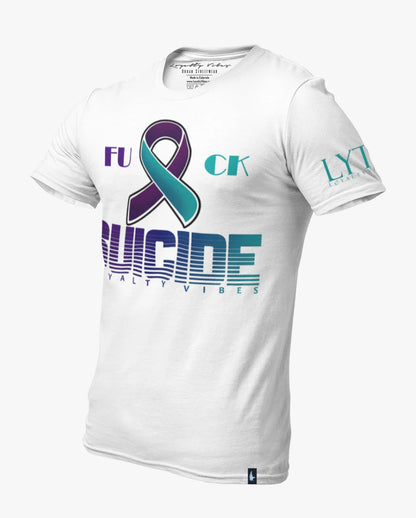 Loyalty Vibes Fk Suicide T-Shirt White Teal Purple Loyalty Vibes