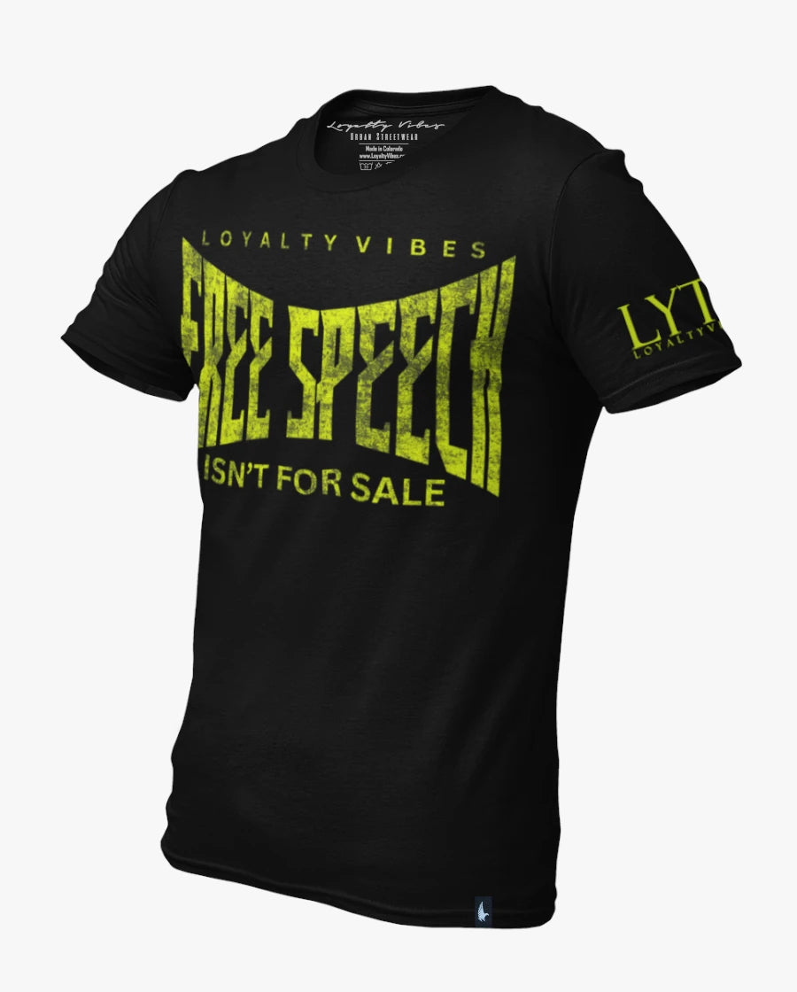 Loyalty Vibes Loyalty Vibes Free Speech Graphic T-Shirt Black Yellow