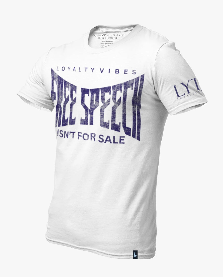 Loyalty Vibes Loyalty Vibes Free Speech Graphic T-Shirt White Navy Blue