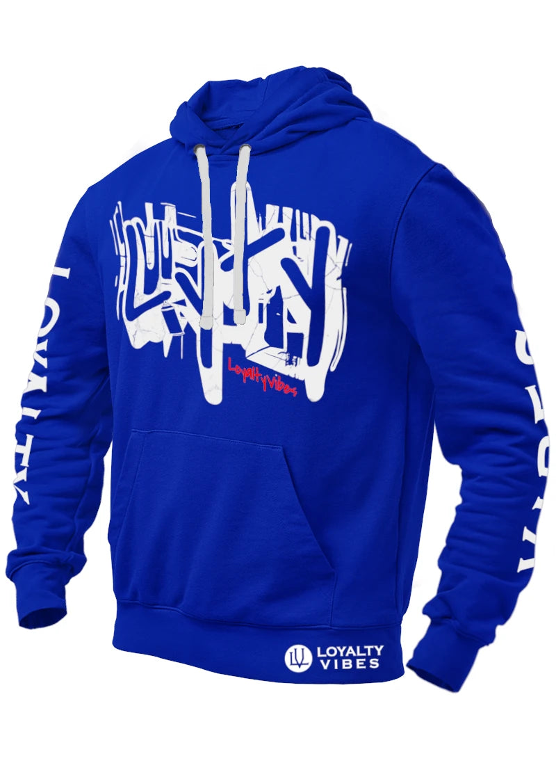 Loyalty Vibes Graffiti Hoodie Blue Loyalty Vibes