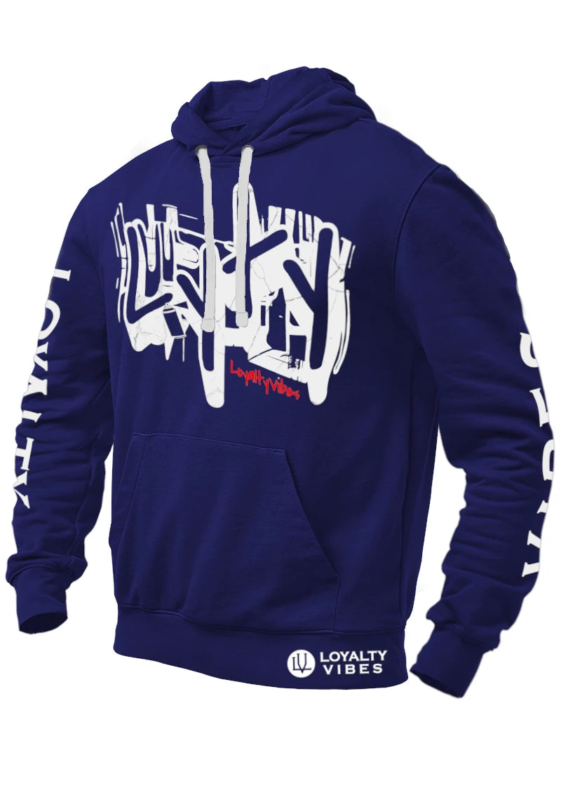 Loyalty Vibes Graffiti Hoodie Navy Loyalty Vibes