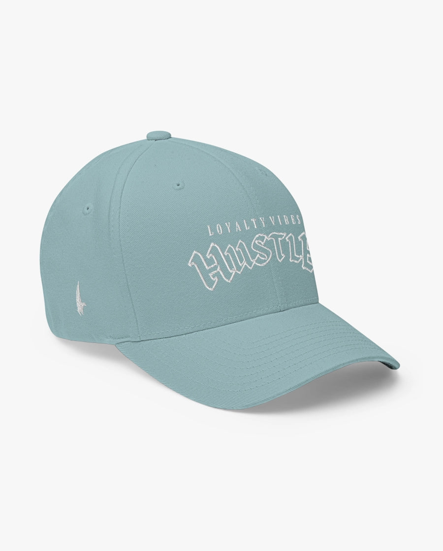 Loyalty Vibes Hustle Fitted Hat Baby Blue
