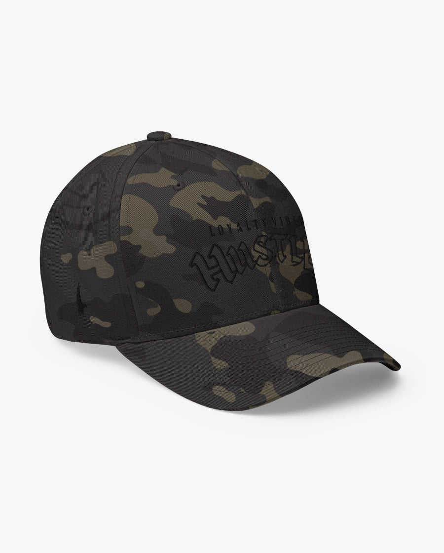 Loyalty Vibes Hustle Fitted Hat Black Camo Black