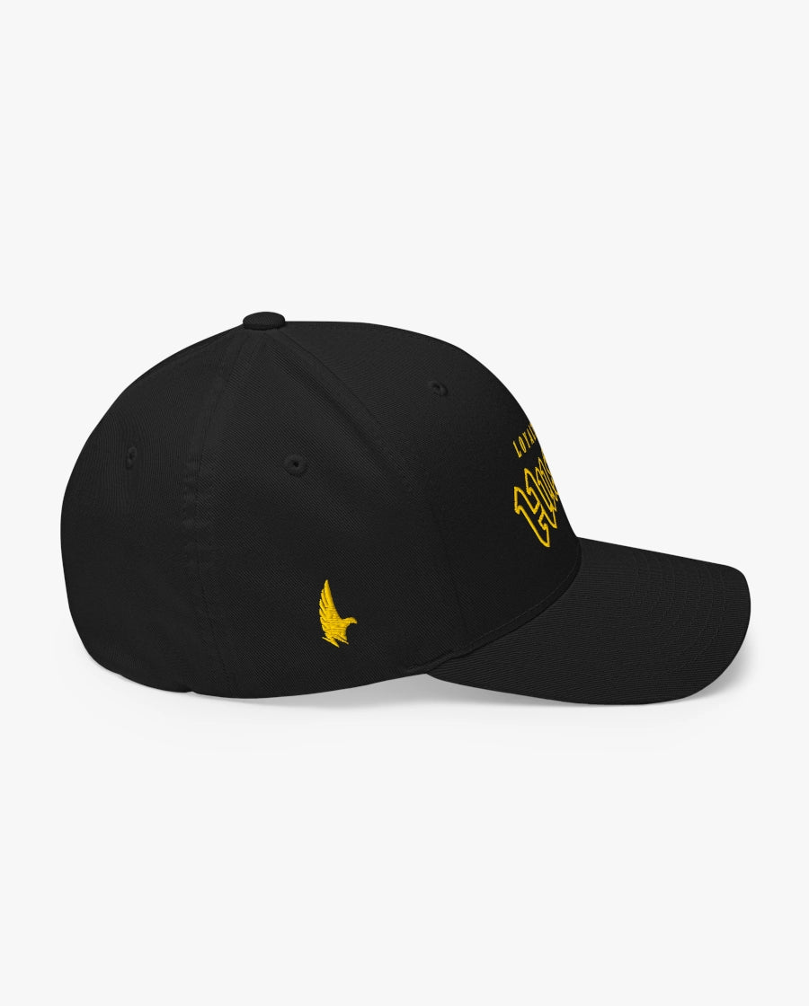 Loyalty Vibes Hustle Fitted Hat Black Yellow Right