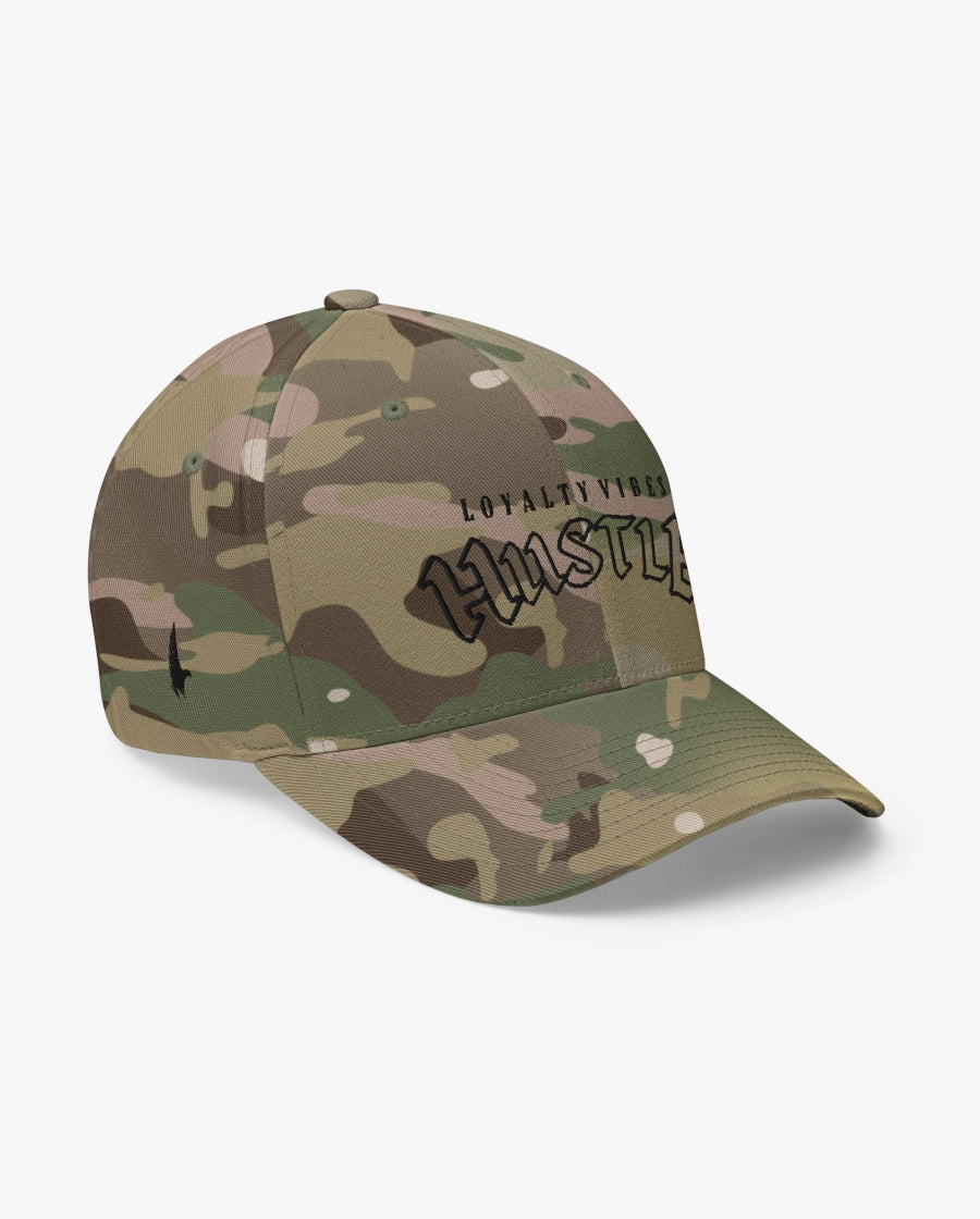 Loyalty Vibes Hustle Fitted Hat Camo Black