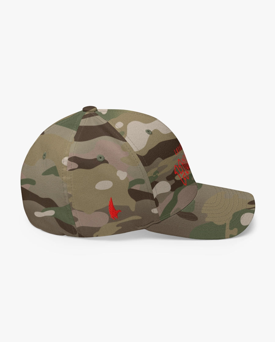 Loyalty Vibes Hustle Fitted Hat Camo Red Right