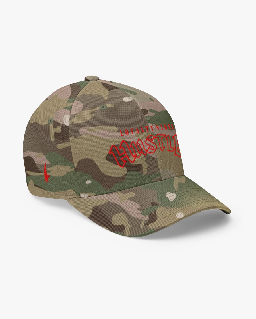 Loyalty Vibes Hustle Fitted Hat Camo Red