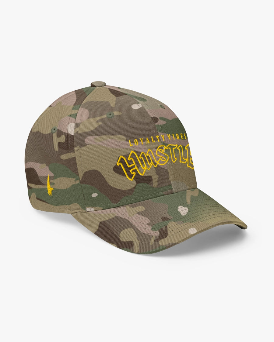 Loyalty Vibes Hustle Fitted Hat Camo Yellow