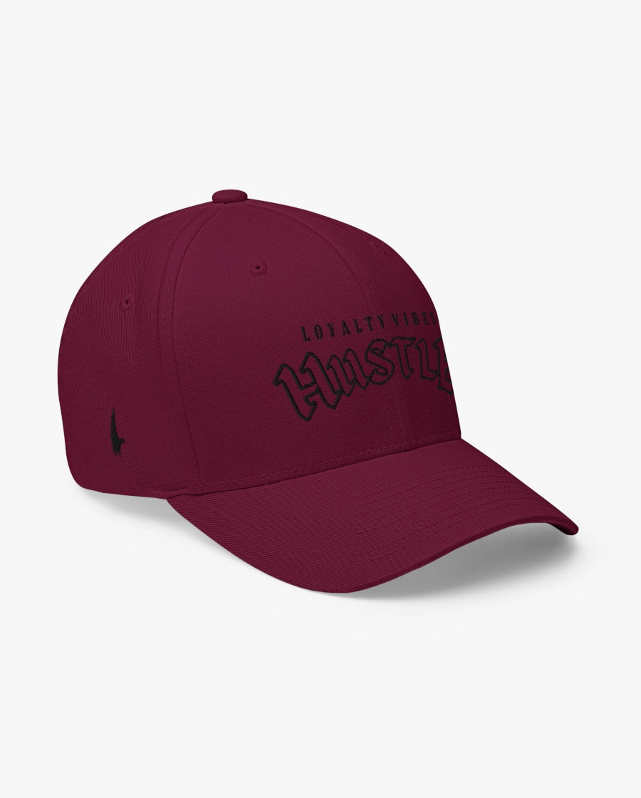 Loyalty Vibes Hustle Fitted Hat Maroon Black