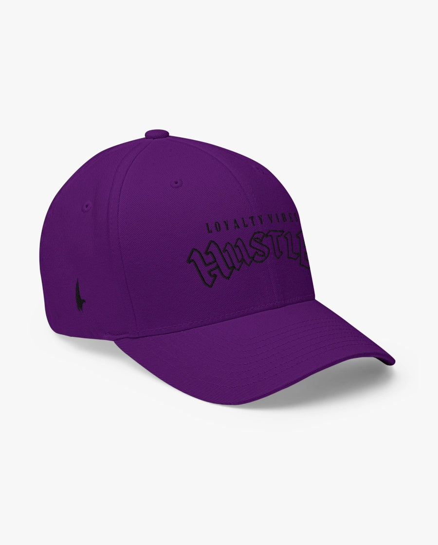 Loyalty Vibes Hustle Fitted Hat Purple Black Right