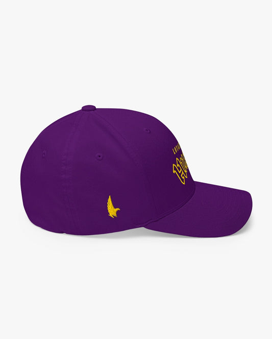 Loyalty Vibes Hustle Fitted Hat Purple Yellow Right