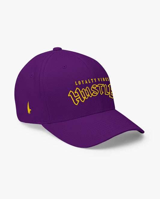 Loyalty Vibes Hustle Fitted Hat Purple Yellow