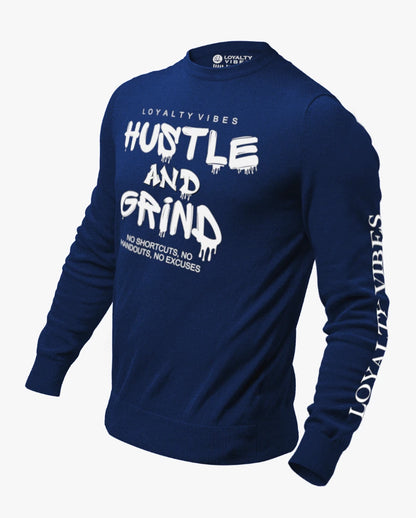 Loyalty Vibes Hustle & Grind Sweatshirt Navy Blue