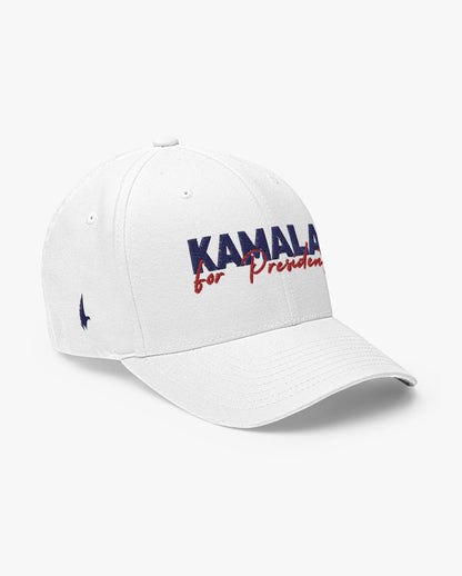 Loyalty Vibes Kamala For President Fitted Hat White Navy Blue