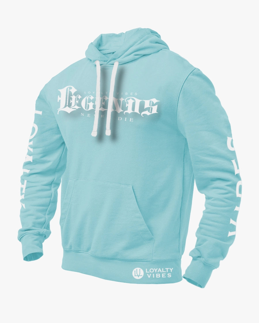 Loyalty Vibes Legends Never Die Graphic Hoodie Baby Blue Men's Loyalty Vibes