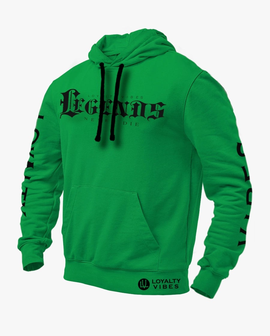 Loyalty Vibes Legends Never Die Graphic Hoodie Green Black Men's Loyalty Vibes