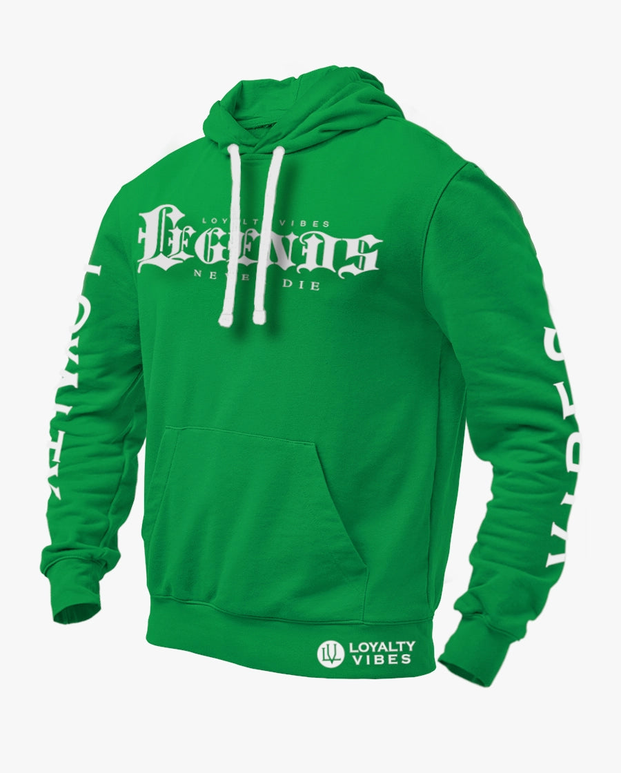 Loyalty Vibes Legends Never Die Graphic Hoodie Green Men's Loyalty Vibes