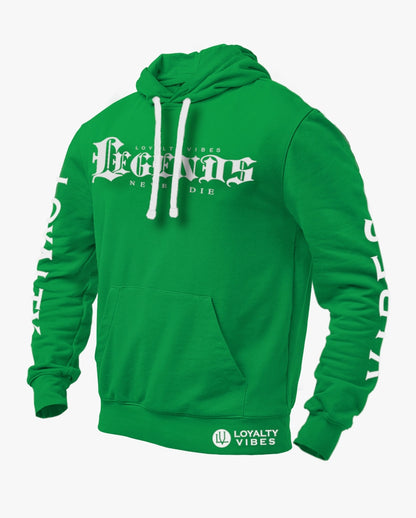 Loyalty Vibes Legends Never Die Graphic Hoodie Green Men's Loyalty Vibes