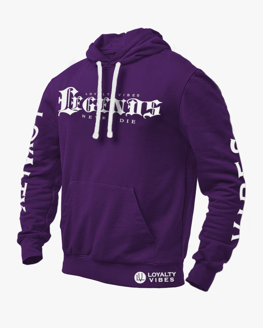 Loyalty Vibes Legends Never Die Graphic Hoodie Purple Men's Loyalty Vibes