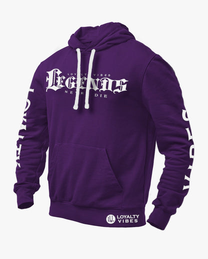 Loyalty Vibes Legends Never Die Graphic Hoodie Purple Men's Loyalty Vibes