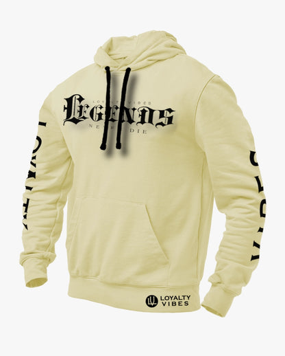 Loyalty Vibes Legends Never Die Graphic Hoodie Sandstone Black Men's Loyalty Vibes