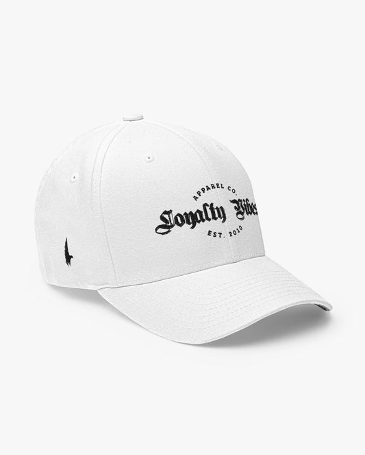 Loyalty Vibes Monarch Fitted Hat White Loyalty Vibes