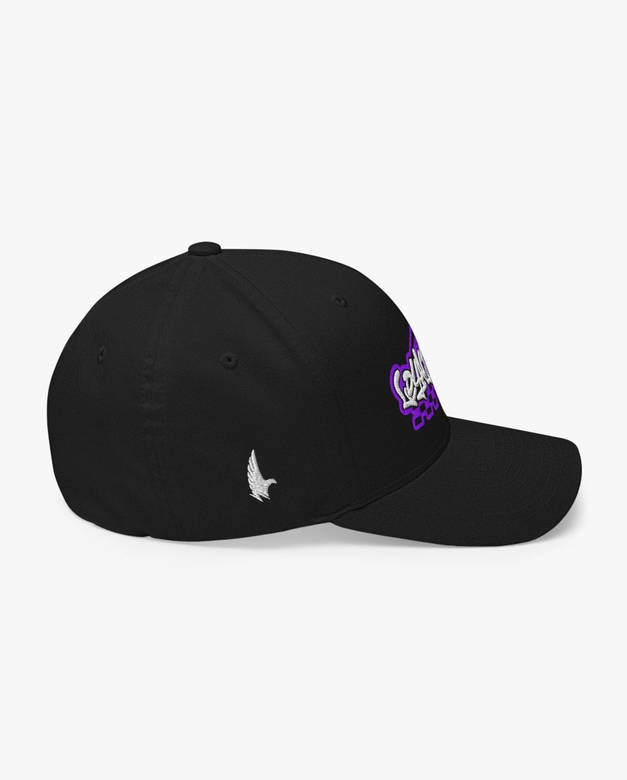 Loyalty Vibes Moto Fitted Hat Black/Purple Right