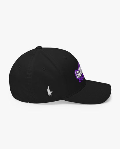 Loyalty Vibes Moto Fitted Hat Black/Purple Right