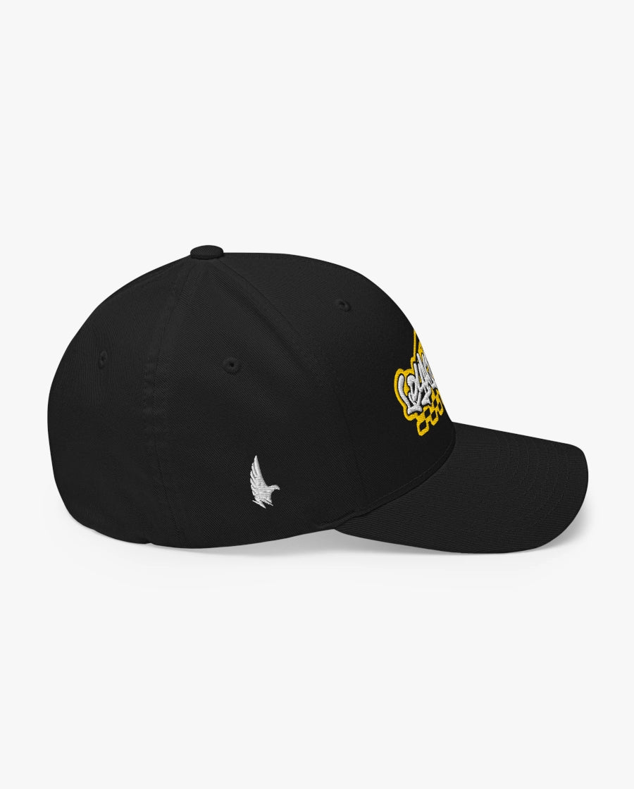 Loyalty Vibes Moto Fitted Hat Black/Yellow Right