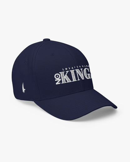 Loyalty Vibes No Kings Fitted Hat Navy Blue