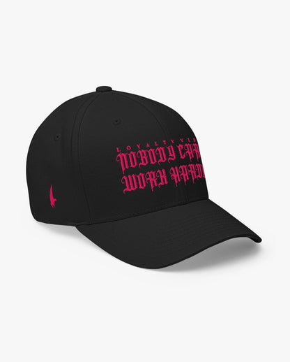 Loyalty Vibes Nobody Cares Work Harder Fitted Hat Black/Pink