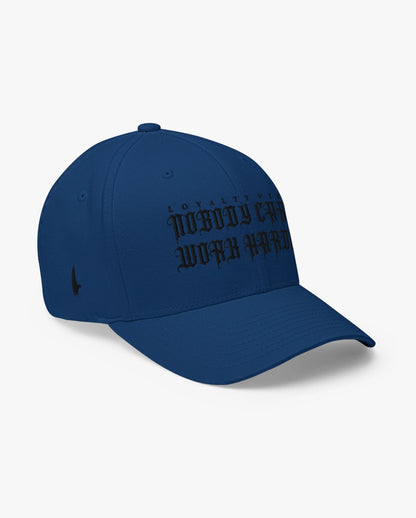 Loyalty Vibes Nobody Cares Work Harder Fitted Hat Blue/Black