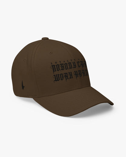 Loyalty Vibes Nobody Cares Work Harder Fitted Hat Brown/Black