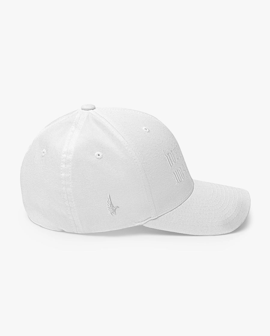 Loyalty Vibes Nobody Cares Work Harder Fitted Hat Whiteout Right