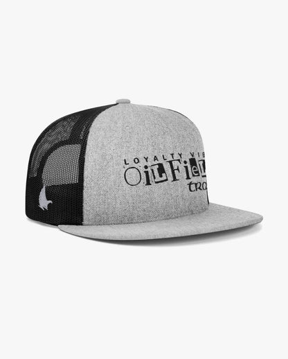 Loyalty Vibes Oilfield Trash Flat Brim Trucker Hat Black / Heather Gray / Black