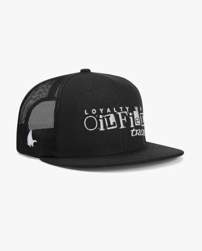 Loyalty Vibes Oilfield Trash Flat Brim Trucker Hat Black