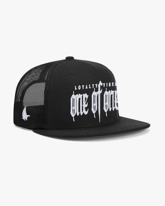Loyalty Vibes One Of One Flat Brim Trucker Hat Black