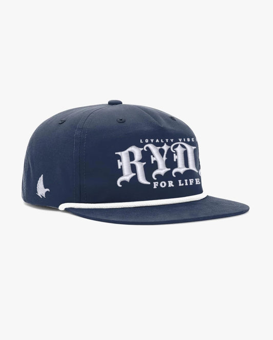 Loyalty Vibes Ryda For Life Golfer Snapback Hat Navy Blue