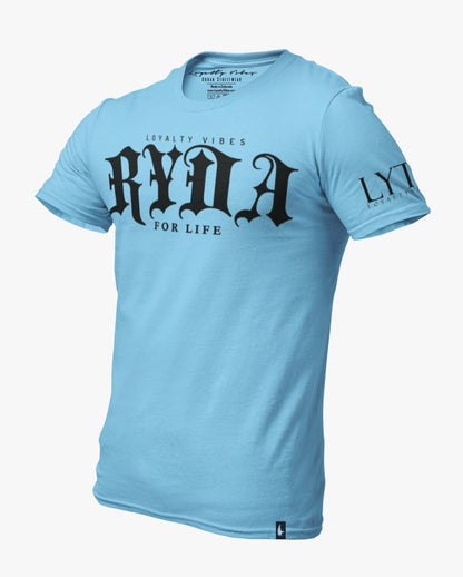 Loyalty Vibes Ryda For Life Tee Baby Blue Black