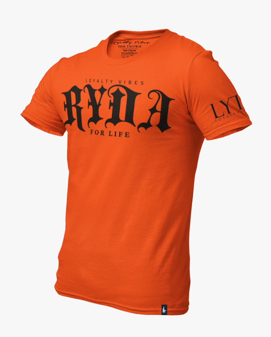 Loyalty Vibes Ryda For Life Tee Orange Black
