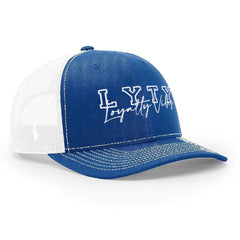 Varsity Logo Trucker Hat Blue OSF Men's - Loyalty Vibes