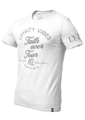 Faith Over Fear T-Shirt White/Grey - Loyalty Vibes