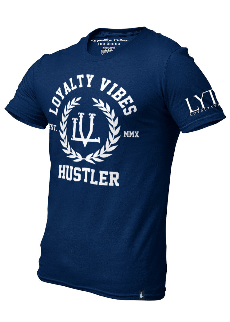 Hustler T-Shirt Navy Blue Men's - Loyalty Vibes