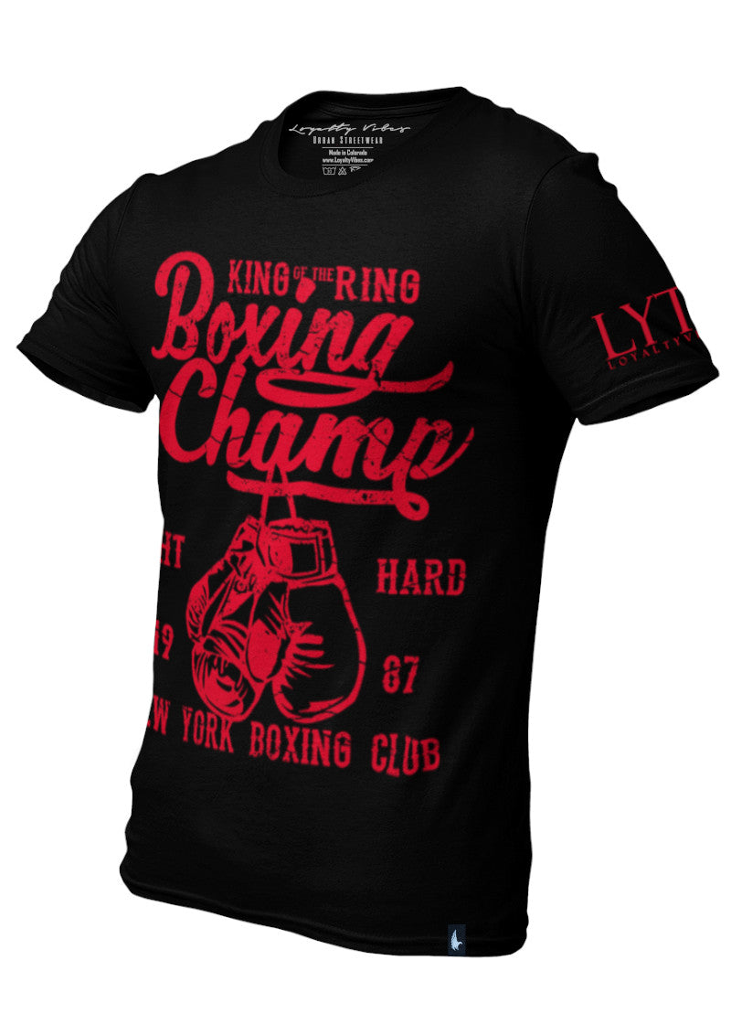 New York Boxing T-Shirt Black/Red Men's - Loyalty Vibes