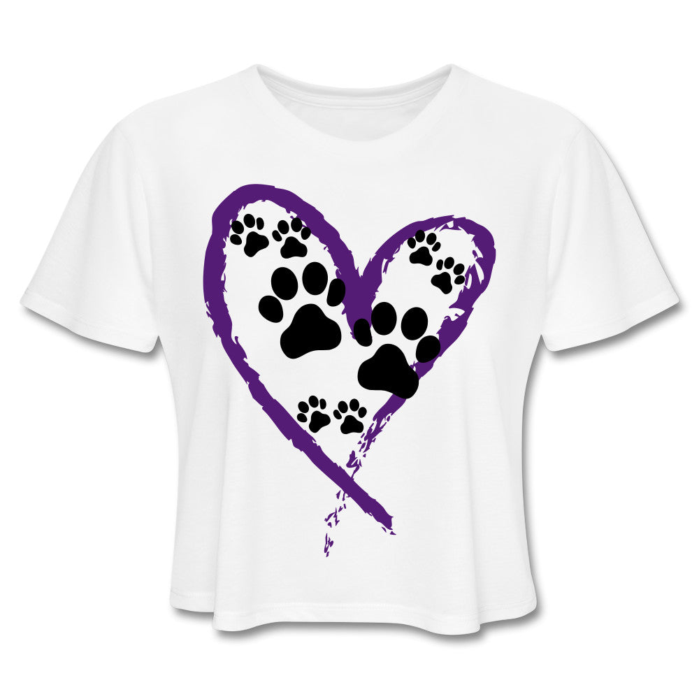 Paws In My Heart Cropped Tee White - Loyalty Vibes