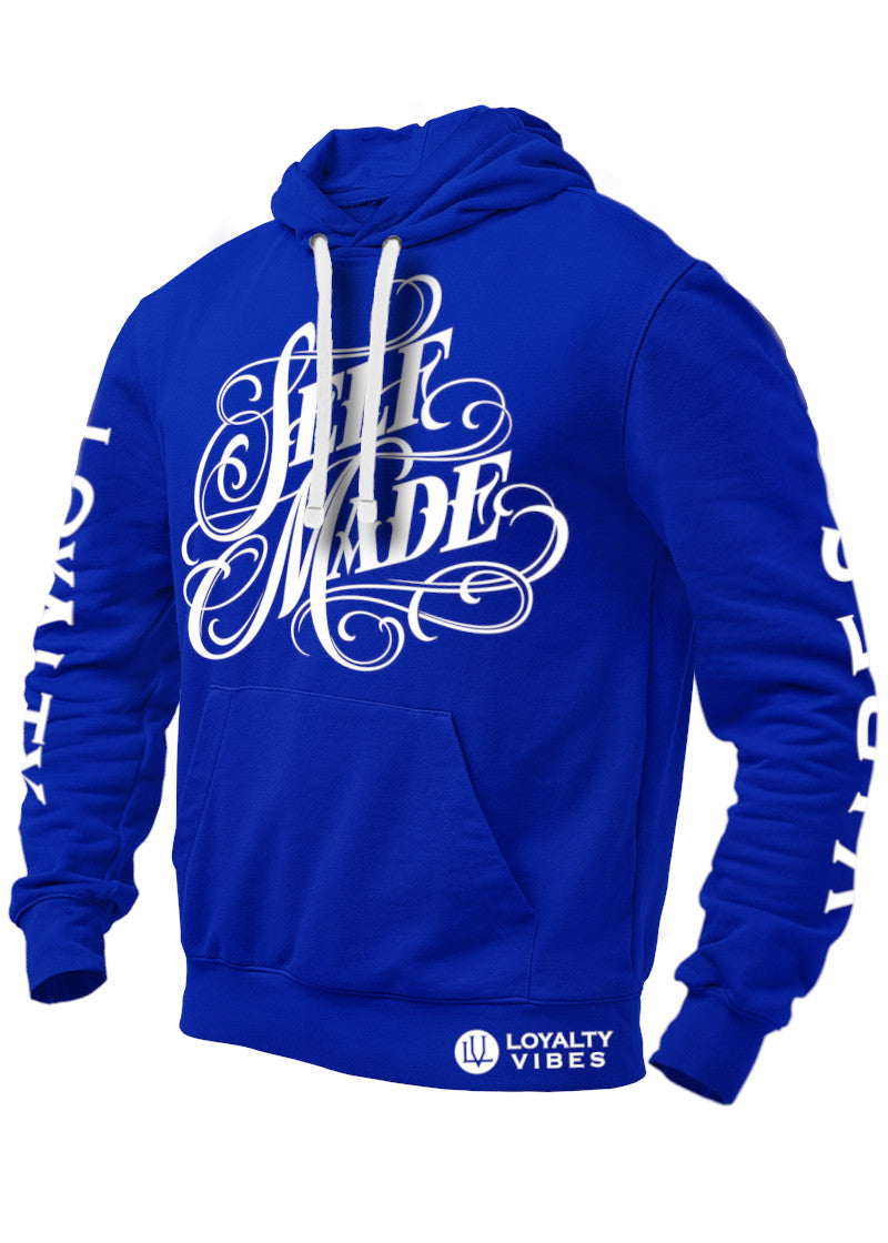 Loyalty Vibes Self Made Hoodie Blue White Men's - Loyalty Vibes